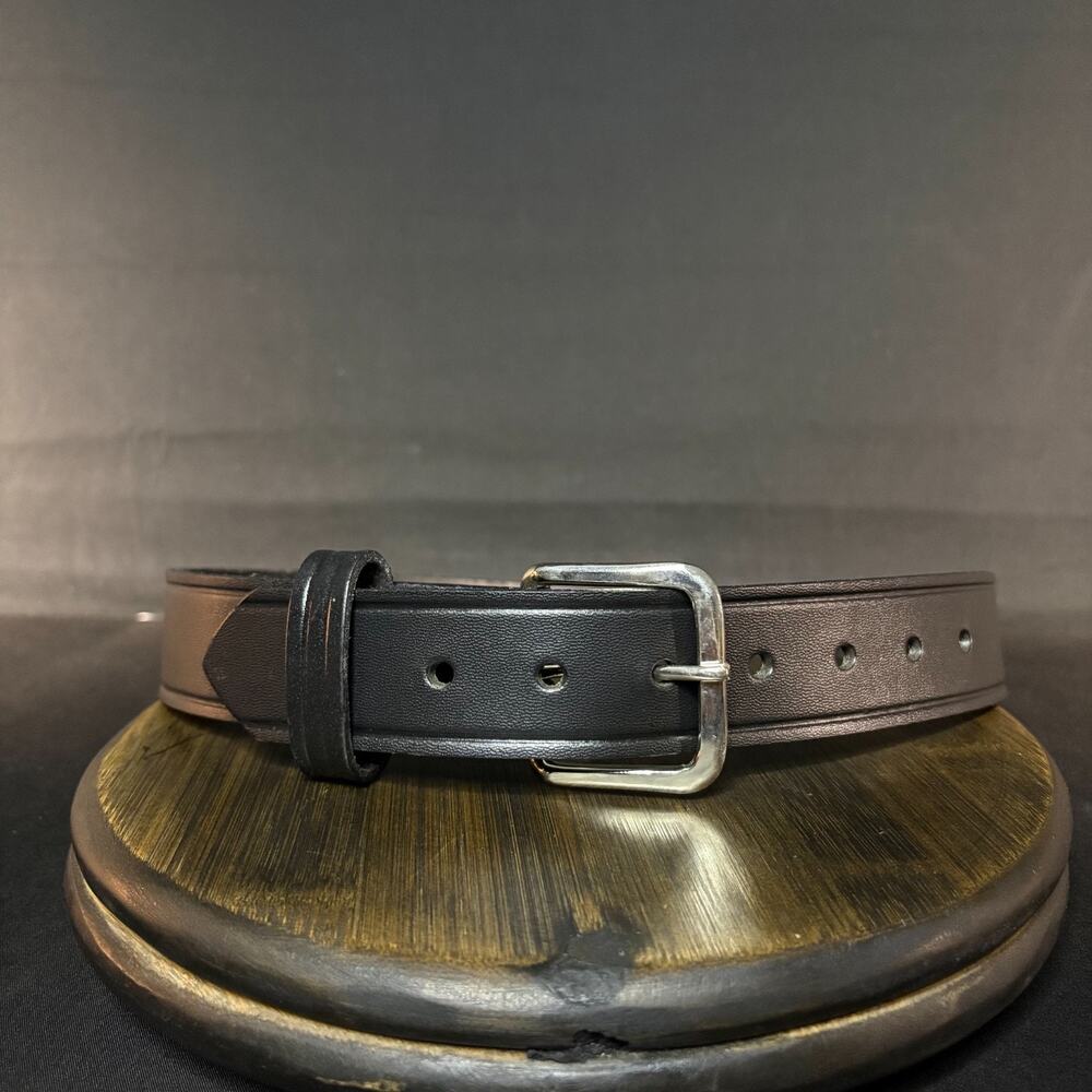 Boston Leather Garrison Belt Size 28" Plain Black Leather Nickel Buckle 6606
